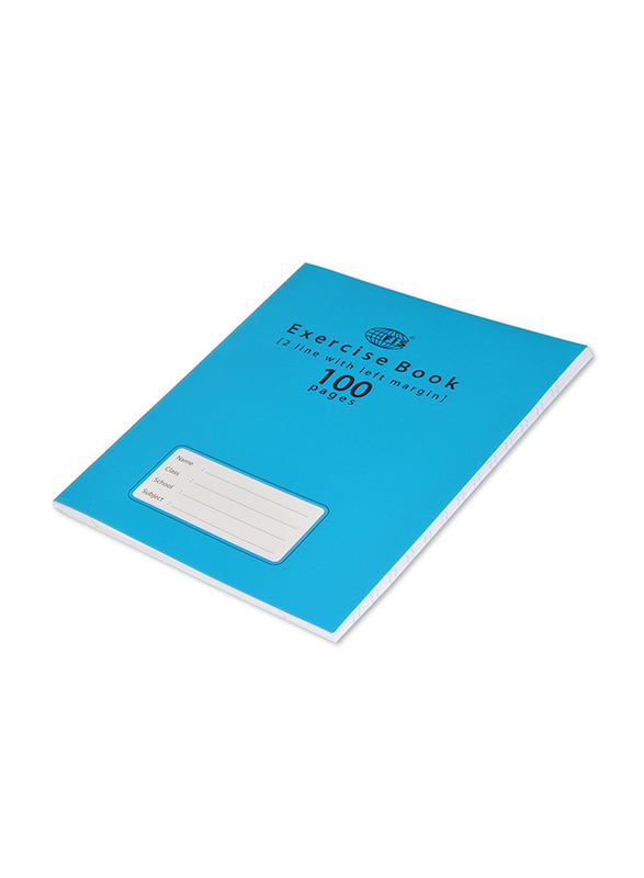 FIS Exercise Note Books, 2 Line with Left Margin, 100 Pages, 12 Piece, FSEB2LM100N, Blue