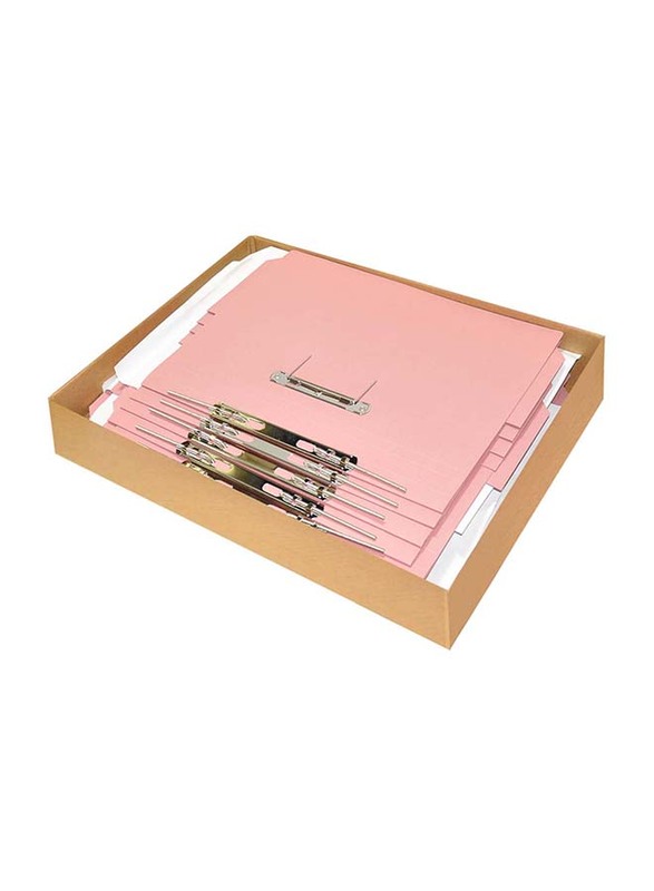 FIS Transfer File with Fastener & Pocket, 320GSM, F/S Size, 40 Pieces, FSFF15PI, Pink