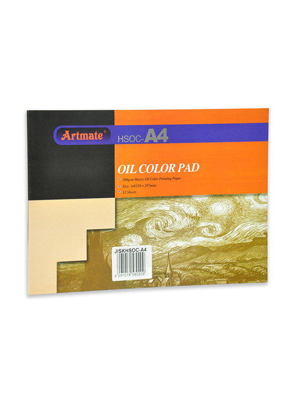 Artmate A4 Size Oil Colour Pads, 12 Sheets, White