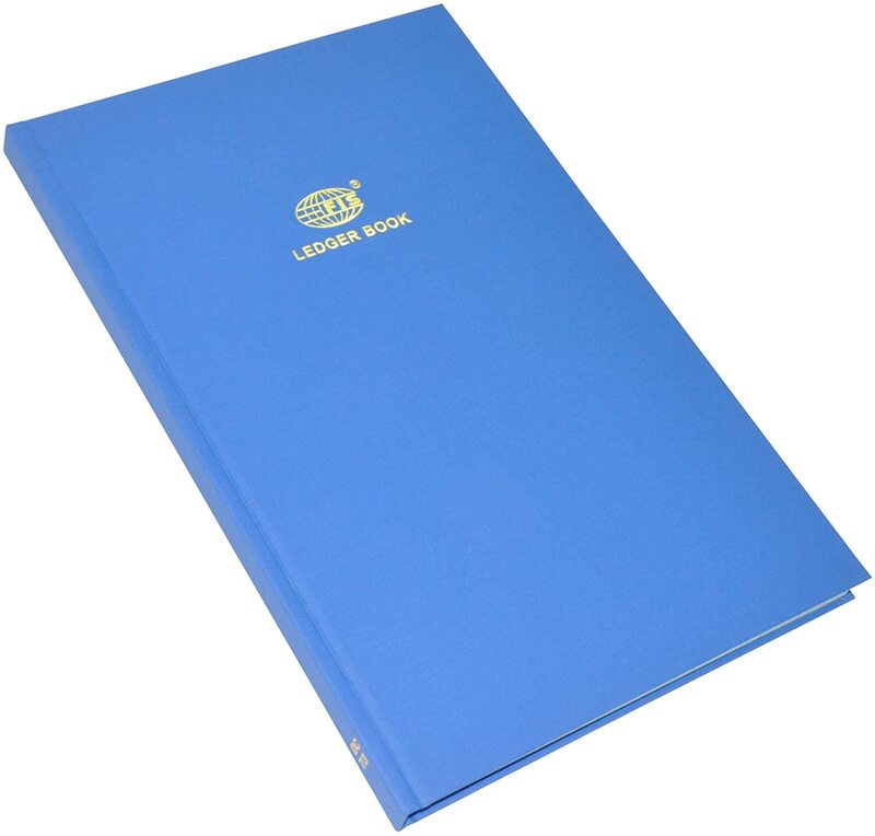 FIS Ledger Book with Azure Laid Ledger Paper, F/S Size, 2 Quire, 210 x 330mm, FSACLDC2Q73, Blue