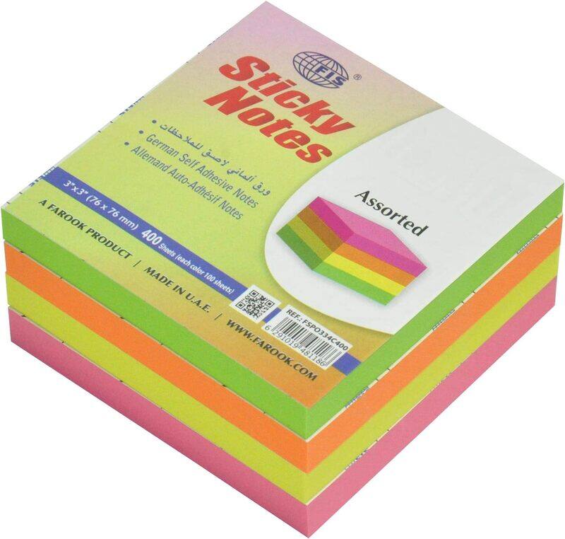 

FIS Sticky Note Pads, 400 Sheets, FSPO334C400, Multicolour