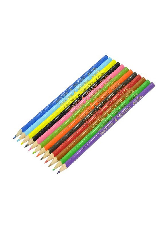 Adel Blackline Triangular Colour Pencils, Pack of 12, Multicolour
