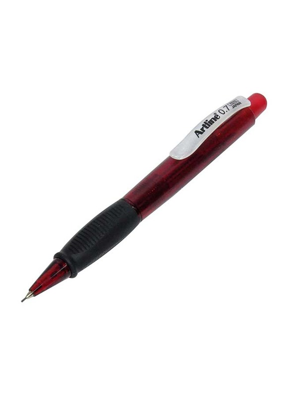 Artline 12-Piece Mechanical Pencil Set with Built-in Eraser, 0.7mm, ARMPEK-7070RE, Red