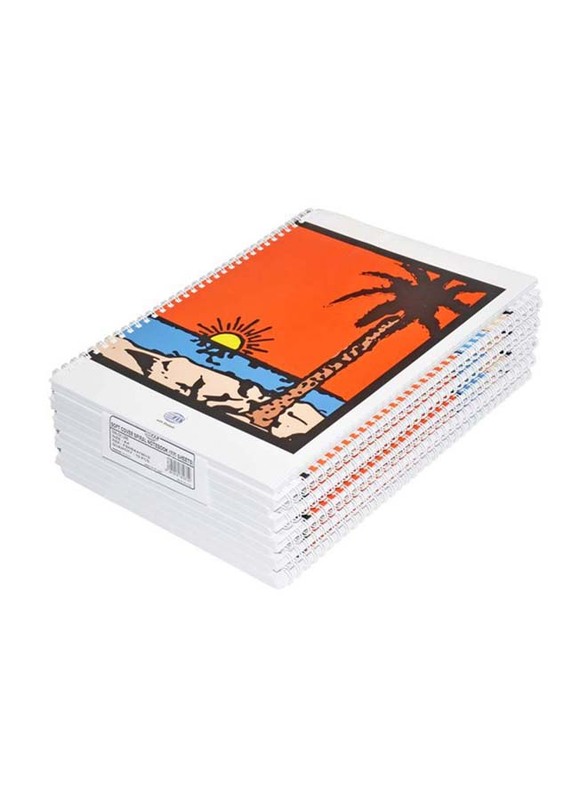 FIS 10-Piece Spiral Soft Cover Single Line Note Book, 100 Sheets, A4 Size, FSNBA41901S, White