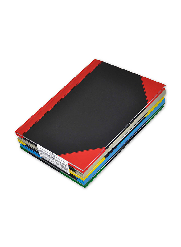 FIS 2Q Hard Cover Notebook with Coloured Corners, 5mm, 80 Sheets, A4 Size, 5 Pieces, FSNB5A42QASST, Multicolour