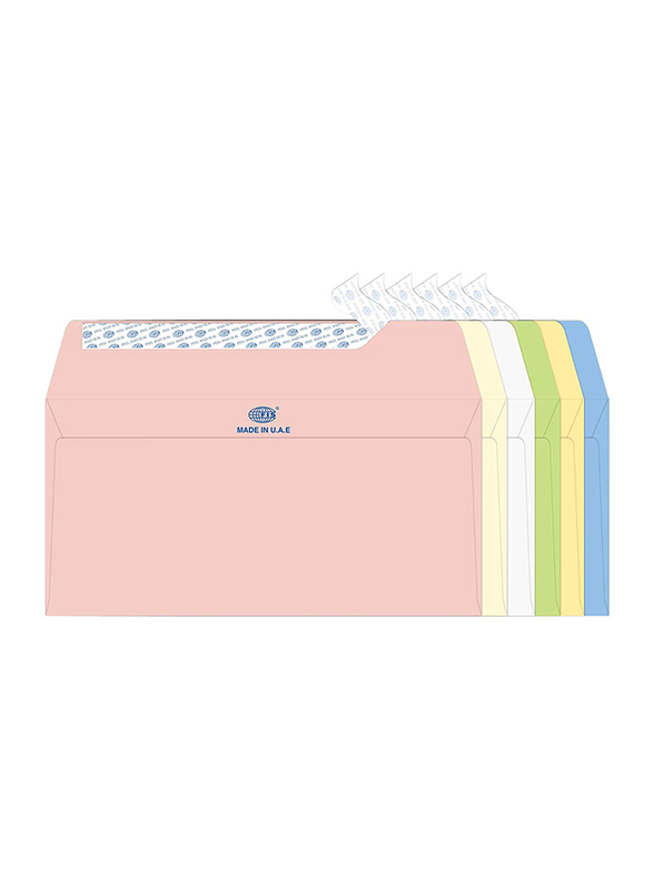 FIS Executive Laid Paper Envelopes Peel & Seal, 8 x 4 Inch, 25 Pieces, Multicolour