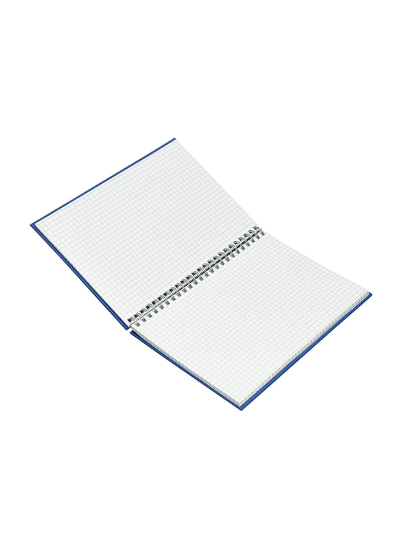 FIS Manuscript Notebook with Spiral Binding, 5mm Square, 2 Quire, 92 Sheets, 10 x 8 Inch Size, FSMN182Q5MSB, Blue