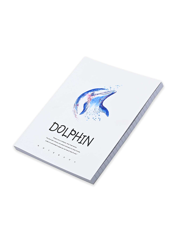 FIS Dolphin Design Soft Cover Notebook, 5 x 96 Sheets, A5 Size, FSNBSCA596-DOL1, White