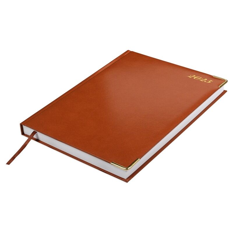 

FIS 2025 Executive Daily Diary, Padded Cover Vinyl Material, Size(20x26.7cm), English, Brown Color-FSDI88E25BR