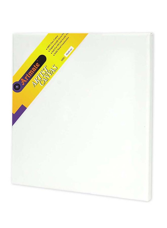 Artmate Stretched Back Stapled Canvas 280 GSM, JIGNE09-4040, 40 x 40cm, White