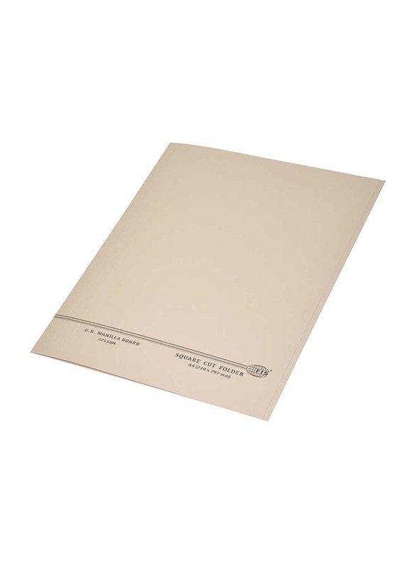 FIS Kendal Manila Square Cut Folders without Fastener, 225GSM, A4 Size, 100 Pieces, FSFF9A4KBF, Buff Beige