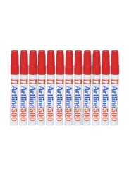 آرتلاين مجموعة أقلام سبورة بيضاء مكونة من 12 قطعة ، مقاس 2.0 مم ، ARMK500RE ، أحمر