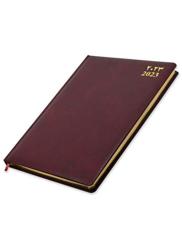 

FIS 2023 Arabic/English Bonded Golden Diary with Leather 1-Side Padded, 320 Sheets, 70 GSM, A4 Size, FSDI48AEGB23MR, Maroon
