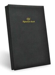 FIS PVC Material Cover Signature Book with Gift Box, 240 x 340mm, 20 Sheets, FSCL20BKN, Black