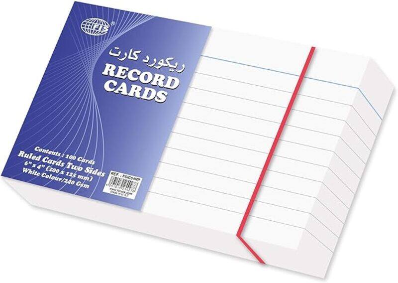 

FIS Ruled Record Card, 100 Sheets, 240 GSM, FSIC64RP, White