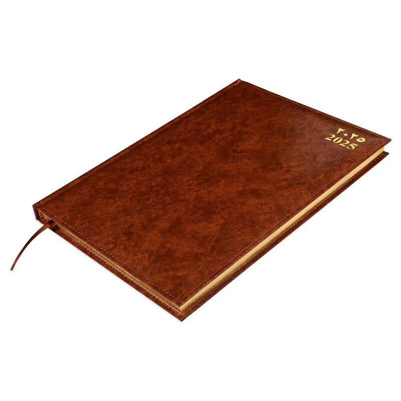 

FIS 2025 A4 Golden Diary, Vinyl Materials, 1 Side Padded & Sewn Cover, Gilded Edges, Size A4(210x297mm), English/Arabic, 60gsm White Paper, Brown Colo