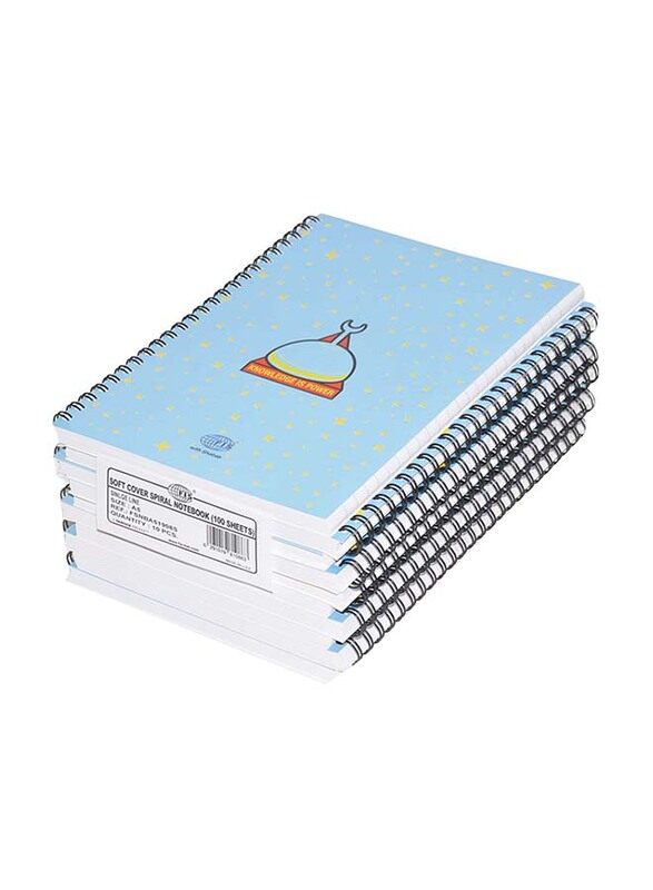 

FIS Spiral Soft Cover Single Line Notebook Set, 10 x 100 Sheets, A5 Size, FSNBA51908S, Multicolour