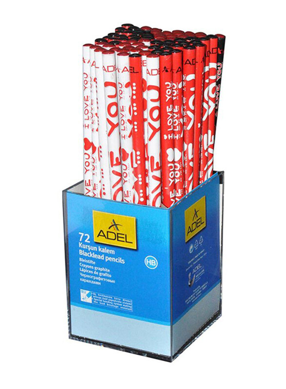 

Adel 72-Piece I Love You Blacklead Pencil Set, ALPE2061130202, Red/White