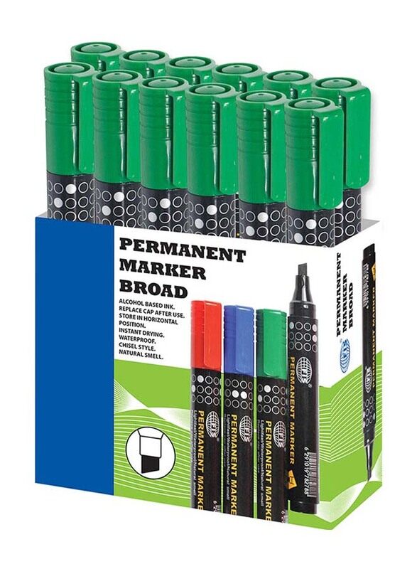 

FIS 12-Piece Broad Tip Permanent Markers Set, Green