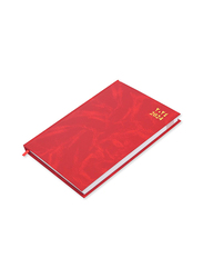 FIS 2024 Arabic/English Vinyl Hard Cover Agenda Diary, 400 Sheets, 60 GSM, FSDI75AEV24RE, Red