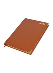 FIS Golden Executive 2023 Daily English Diary, 384 Sheets, 70 GSM, FSDI88EG23BR, Light Brown
