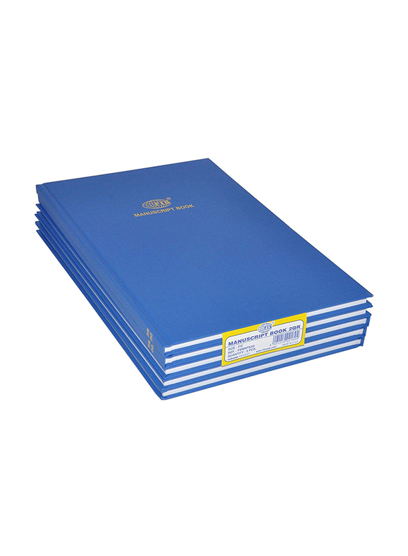 FIS Manuscript Notebook Set, 8mm Single Ruled, 2 Quire, 5 x 96 Sheets, F/S 210 X 330mm, FSMNFS2Q, Blue