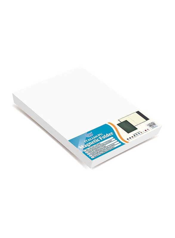 FIS Magnetic Italian PU Folder Cover with Writing Pad, Single Ruled Ivory Paper, 96 Sheets, A4 Size, FSMFEXNBA4GR, Green