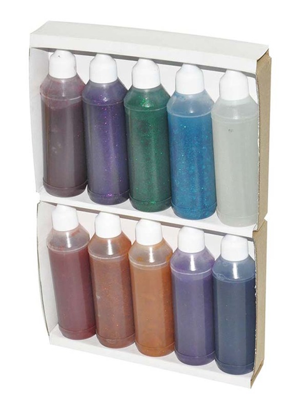 FIS 10-Piece Washable Glitter Glue Set, NKGLLS76, Assorted Colour