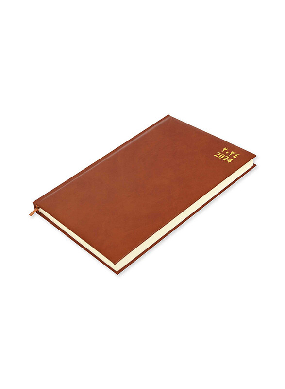 FIS 2024 Arabic/English Bonded Leather Diary, 384 Sheets, 70 GSM, A4 Size, FSDI40AEBI24BR, Brown