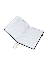 FIS White Paper Budget Planner with Elastic Pen Loop German Bonded Leather, 128 Pages, 100 GSM, A5 Size, FSORA5BPLANBL, Black