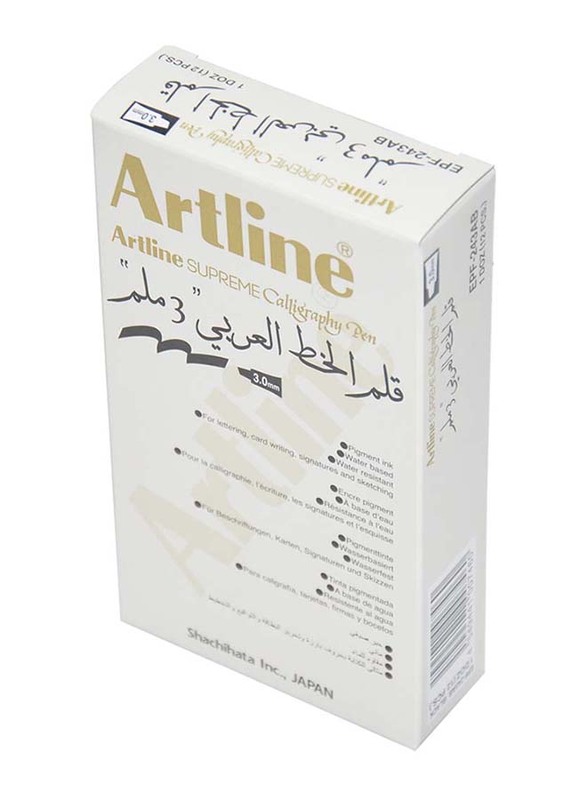 أرتلاين طقم أقلام للخط العربي من 12 قطعة ، 3.0 مم ، ARFPEPF-243ABK ، أسود