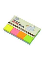 FIS Assorted Fluorescent Marker Note Pads Set, 12-Piece, 20 x 50mm, 4 x 50 Sheets, FSPOF2050C4X50, Multicolour