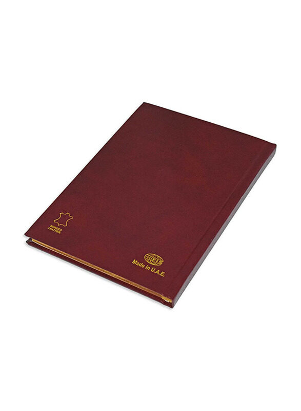 FIS Italian Ivory Paper Notebook with Golden Bonded Leather, 196 Pages, 70 GSM, A5 Size, FSNBHCA5GIVBL, Maroon