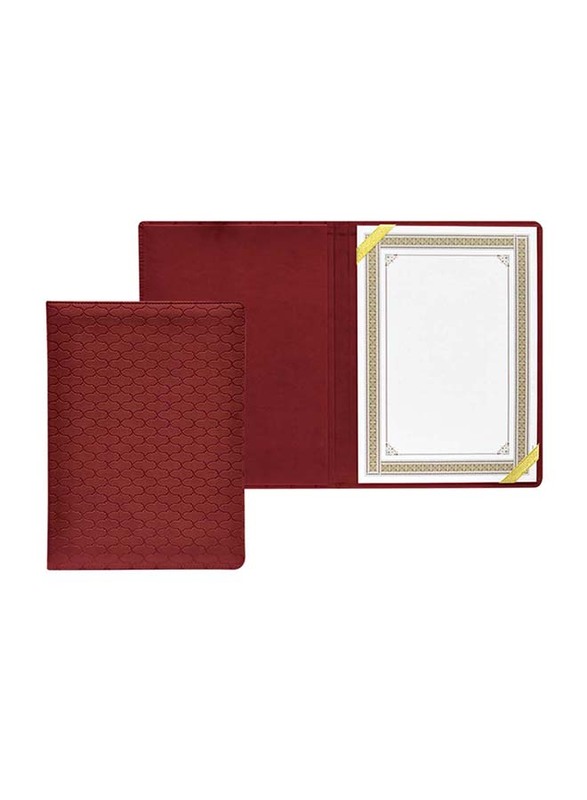 FIS Executive Italian PU Certificate Folders with A4 Certificate and Gift Box, FSCLCHPUMRD1, Maroon