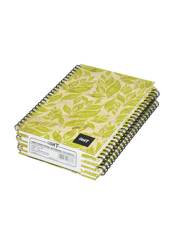 

Light 5-Piece Spiral Hard Cover Notebook, Single Ruled, 100 Sheets, A5 Size, LINBSA51509, Multicolour