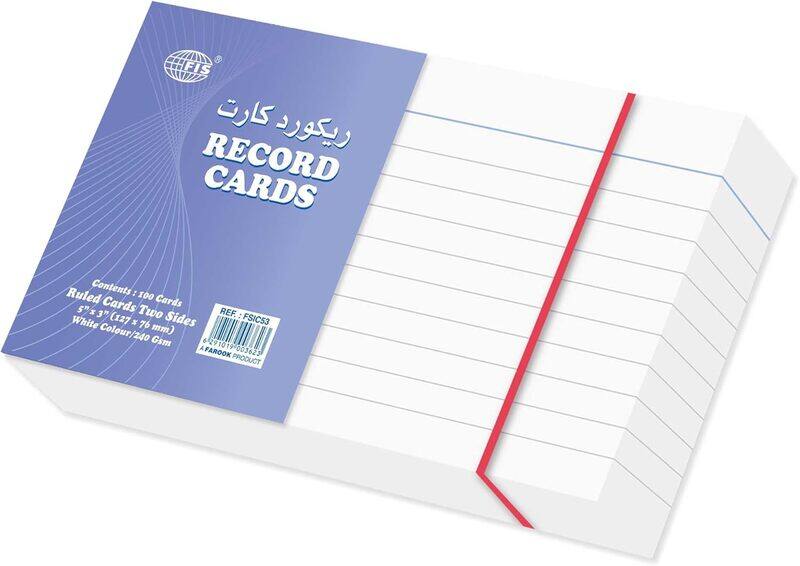 

FIS Ruled Record Card, 100 Sheets, 240 GSM, FSIC53, White