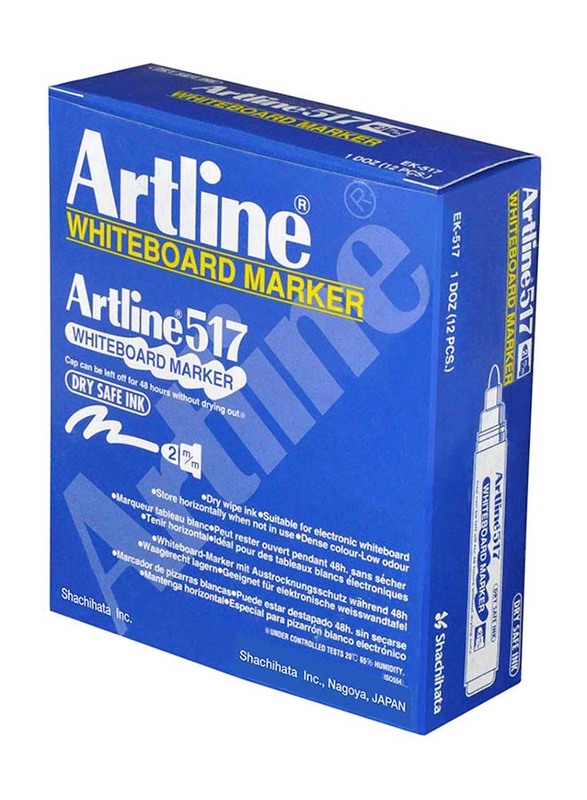 Artline 12-Piece 517 White Board Marker Set, 2.0mm, ARMK517RE, Red