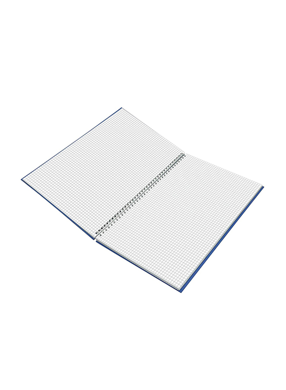 FIS Manuscript Notebook with Spiral Binding, 5mm Square Line, 2 Quire, 96 Sheets, F/S 210 X 330mm, FSMNFS2Q5MSB, Blue