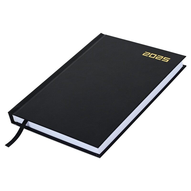 

FIS 2025 Diary, Hard Cover Vinyl Material, A5 Size(14.8x21cm), English, Black Color-FSDI21E25BK