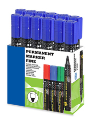 FIS 12-Piece Fine Tip Permanent Markers Set, Blue
