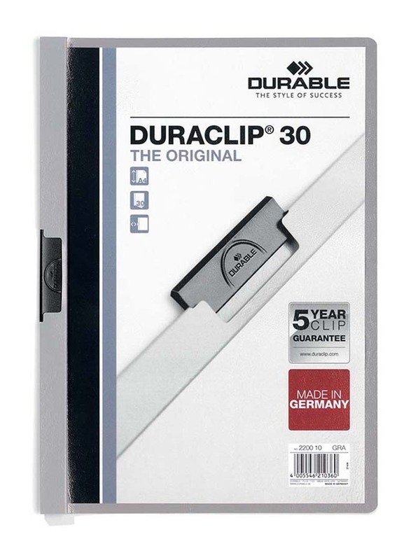 Durable 25-Piece Duraclip Plastic File, A4 Size, DUPG2200-10, Grey