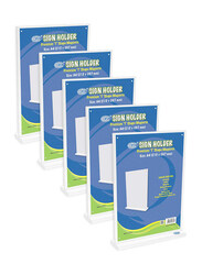 FIS Premium T Shape Magnet Portrait Sign Holder, A4 Size, 5 Pieces, FSNA1501-5, Clear