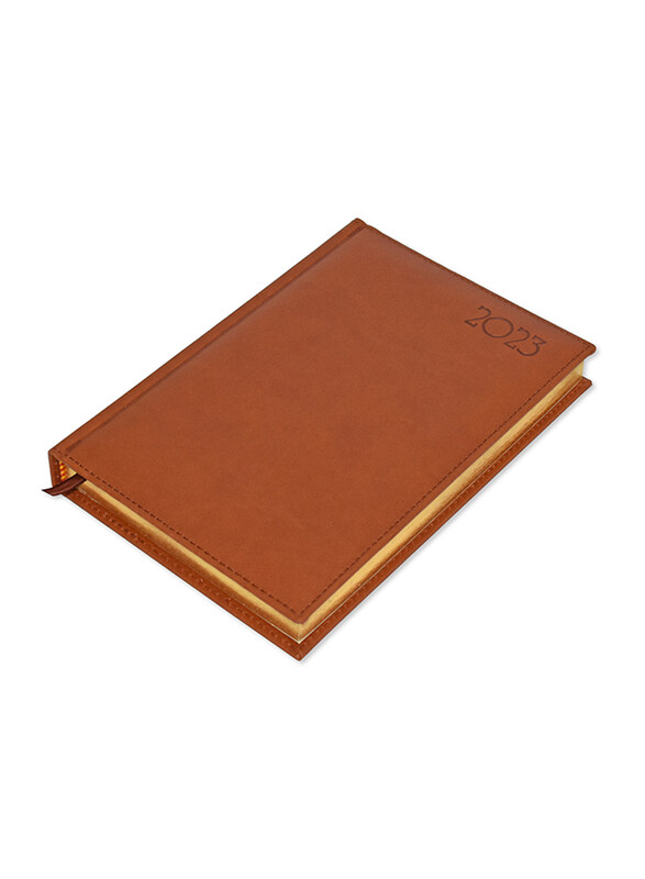 

FIS 2023 Golden English Diary, 384 Sheets, 70 GSM, A5 Size, FSDI26EG23BR, Brown