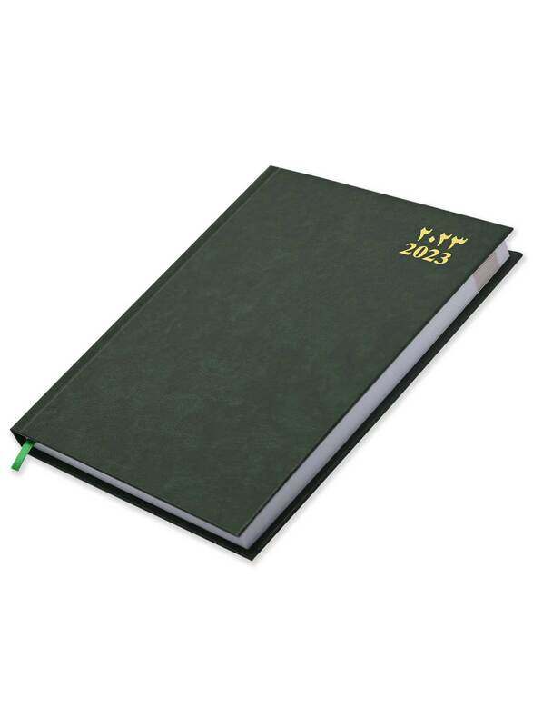 

FIS 2023 Arabic/English Vinyl Hard Cover Agenda Diary, 400 Sheets, 60 GSM, FSDI75AEV23GR, Green