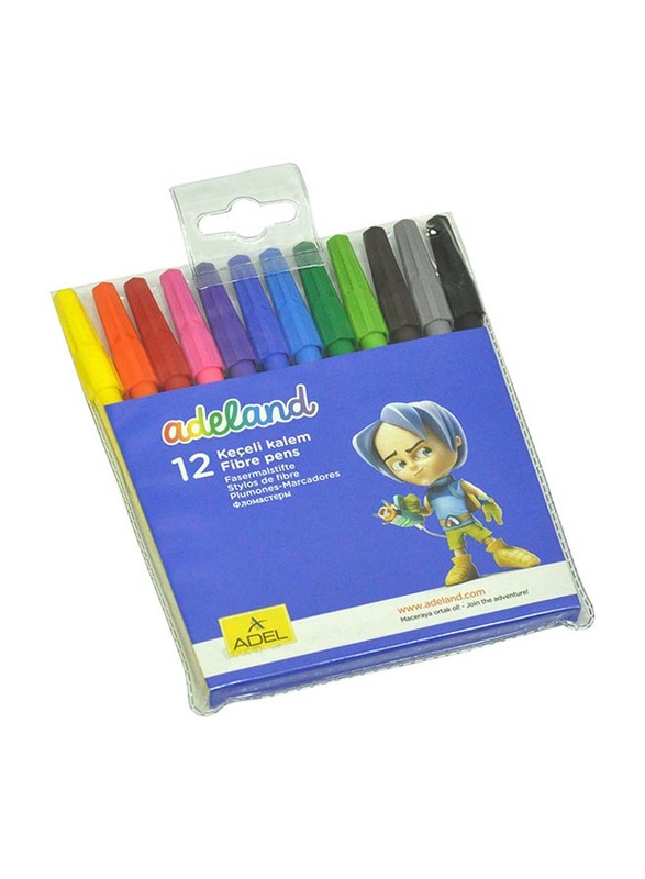 Adel Fibre Tip Colour Pens Set, ALFP2220213100, 12-Piece, Multicolour