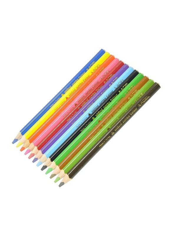 

Adel Long Jumbo Trio Colour Pencils, Pack of 12, Multicolour