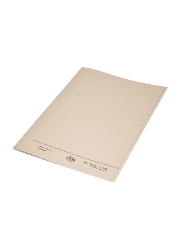 FIS 50-Piece Square Cut Folder Set without Fastener, 320GSM, A4 Size, FSFF9A4BF, Buff Beige