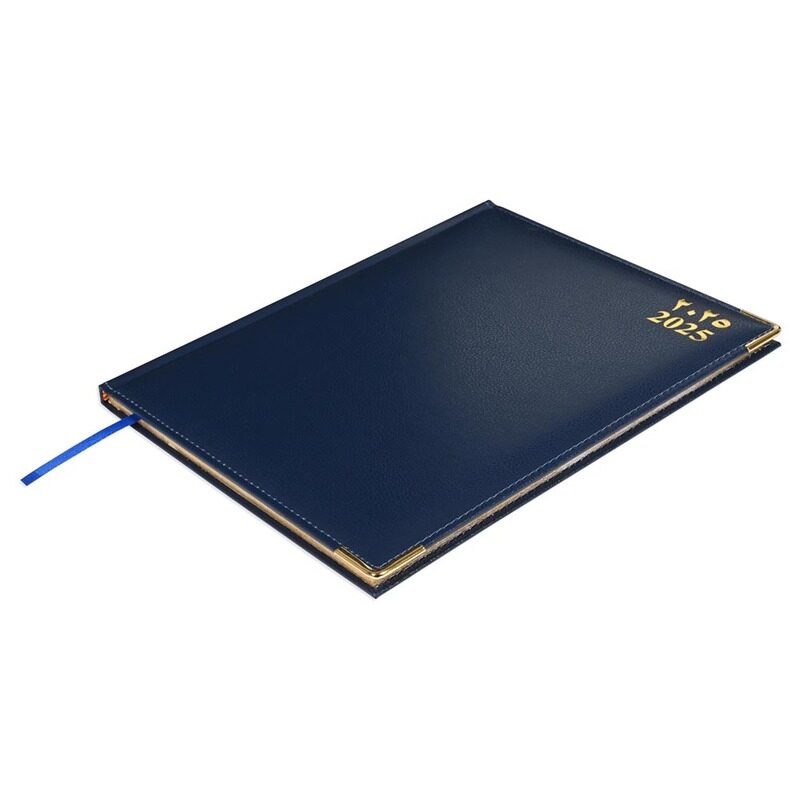 

FIS 2025 Golden Executive Diary, Vinyl Materials, 1 Side Padded & Sewn Cover, Golden Corners, Gilded Edges, Size 210x260mm, English/French/Arabic, 70g