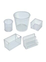 FIS Metal Mesh Office Set, 5 Pieces, FSDSB82035, Silver