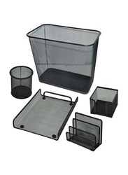 FIS Metal Mesh Office Set, 5 Pieces, FSDSB82479, Black